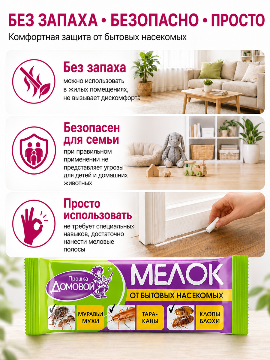 Мелок от тараканов 20г  от Домовой Прошка + 4