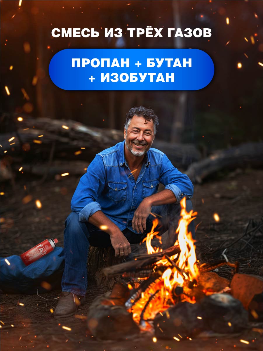Газ всесезонный Для портативных газовых приборов 400мл от Continent Comfort + 4