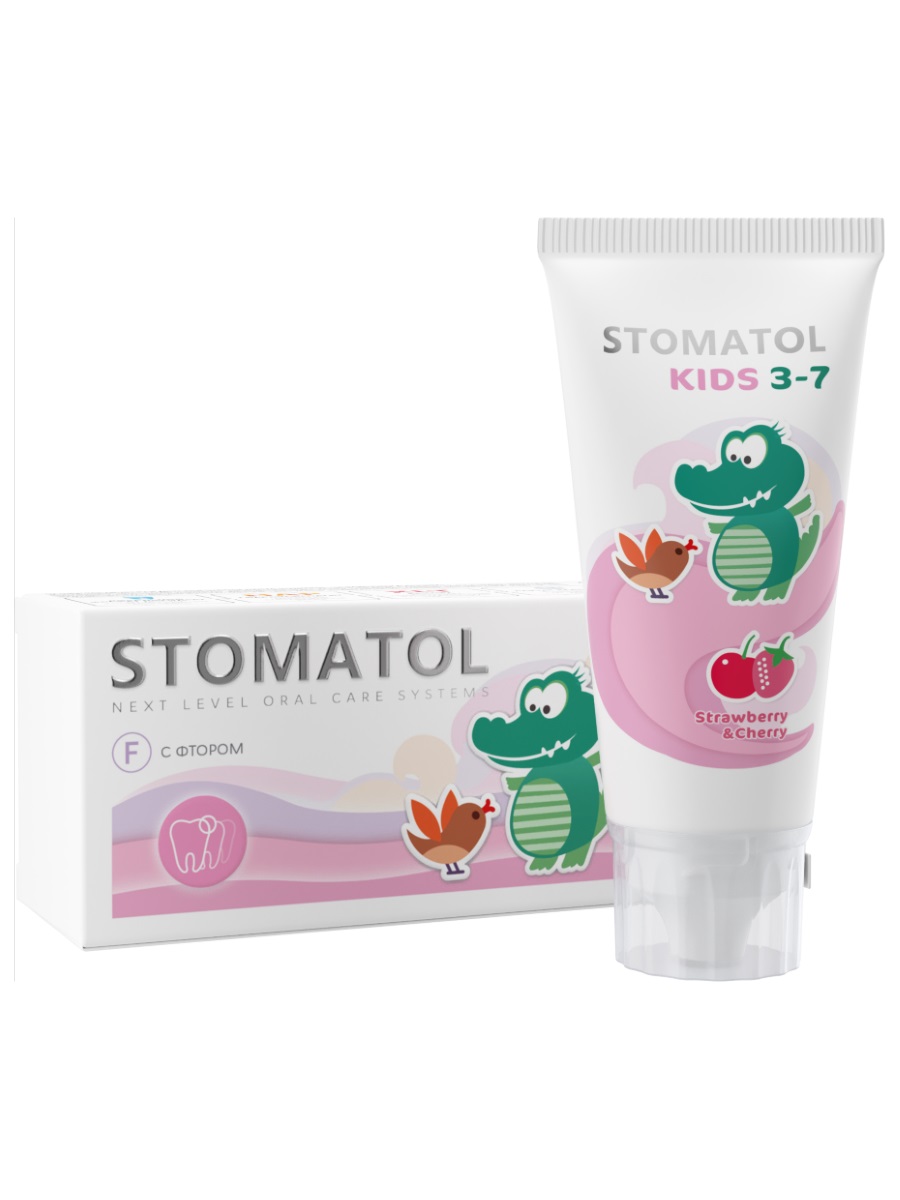 Зубная паста детская 3-7 лет Strawberry & Cherry 50г от Stomatol + 4