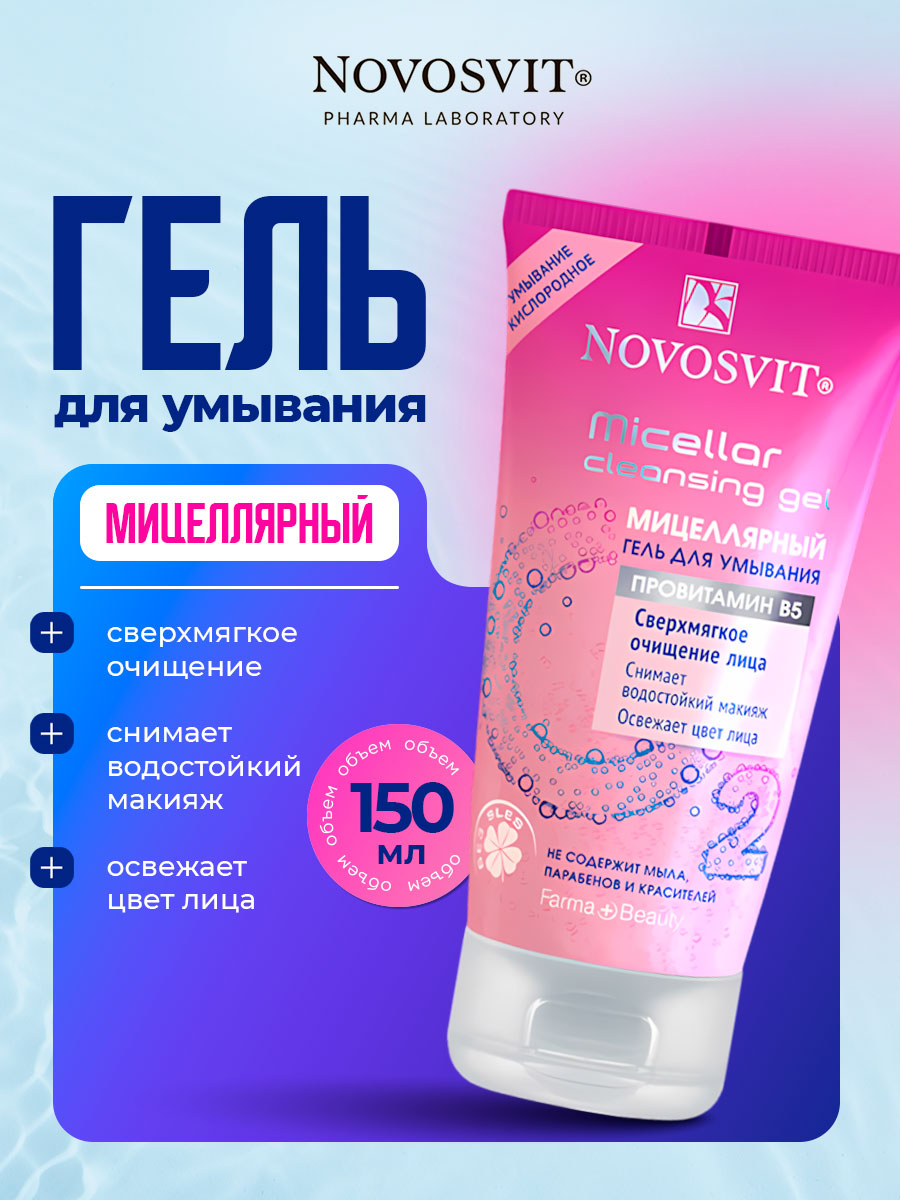 Мицеллярный Гель для умывания 150мл от Novosvit + 6