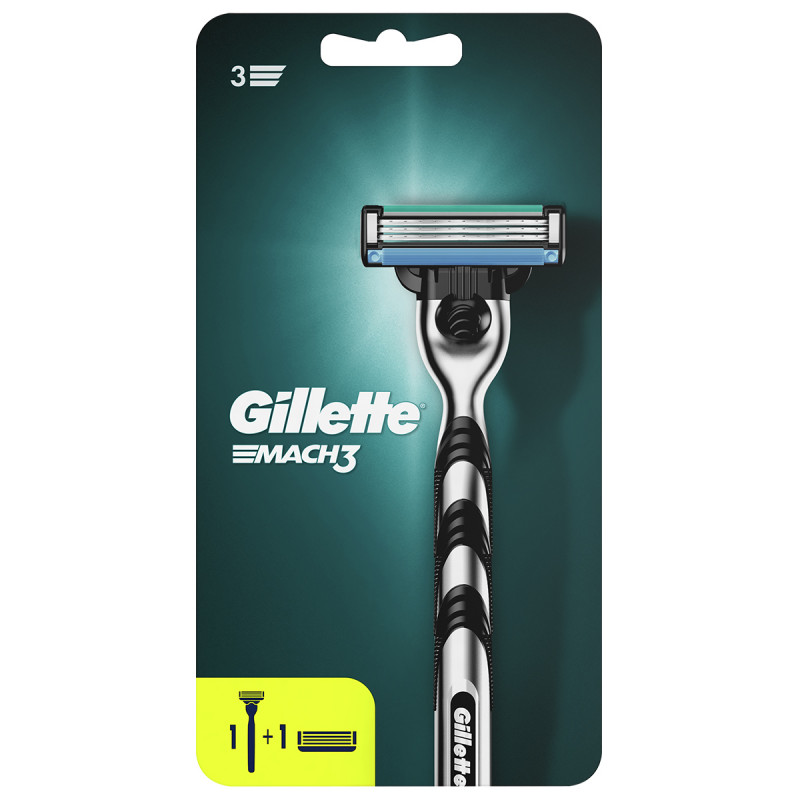 Станок для бритья Mach3 + 2 кассеты от Gillette + 1