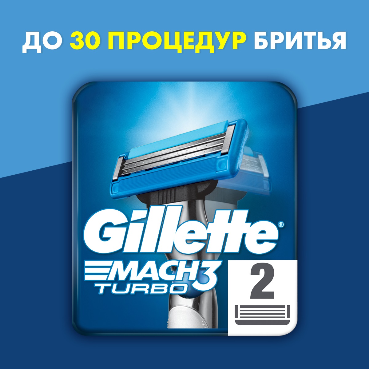 Сменные кассеты Mach3 Turbo 2шт от Gillette + 2