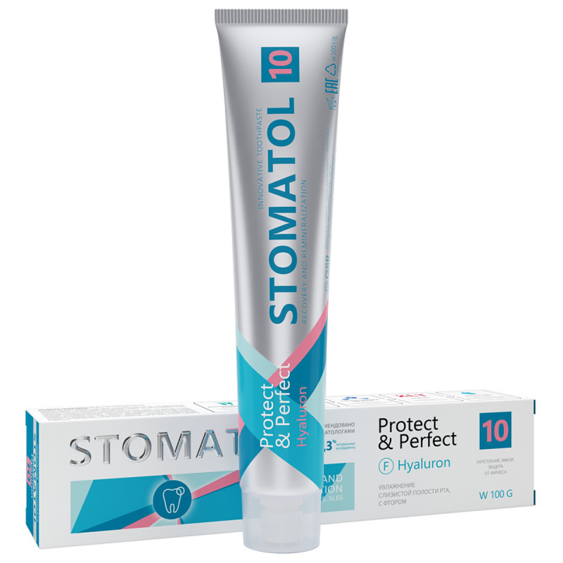 Зубная паста для увлажнения полости рта 10 Hyaluron 100г от Stomatol + 1