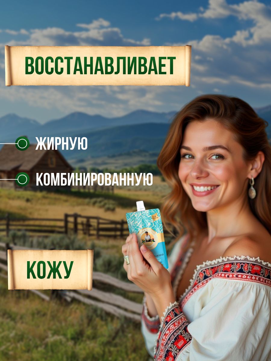 Маска для лица Голубая Очищающая 100мл от Банька Агафьи + 5