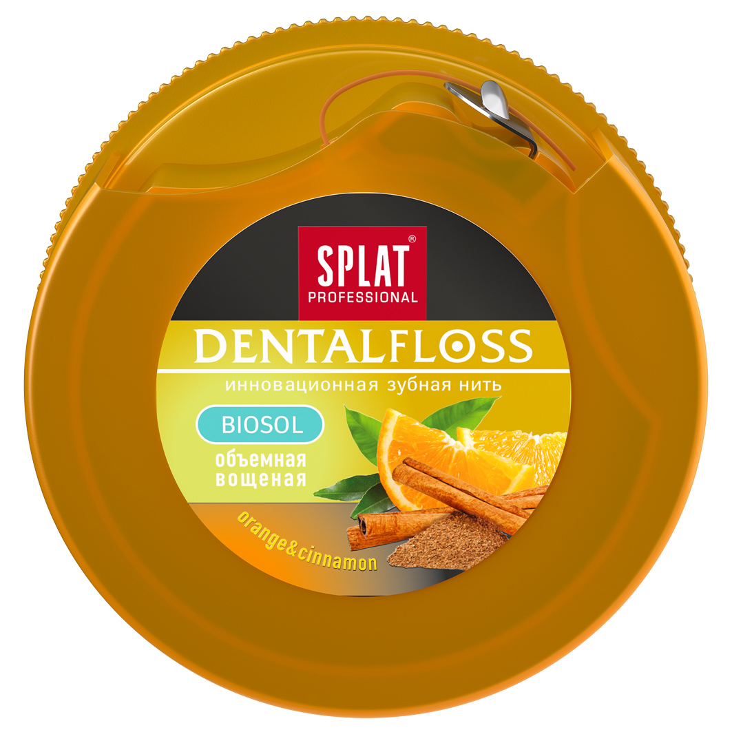 Professional DentalFloss Зубная нить Апельсин и корица 40м от Splat + 2