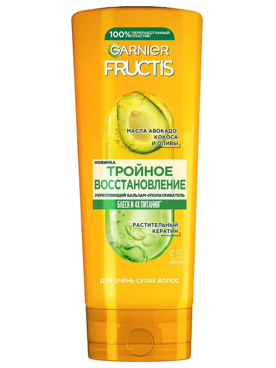 Fructis Бальзам-ополаскиватель Тройное восстановление для сухих и ломких волос 387мл  от Garnier + 5