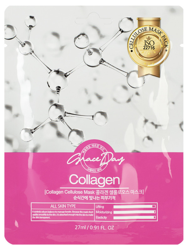 Тканевая маска с коллагеном Collagen Cellulose Mask 27мл от Grace Day + 1