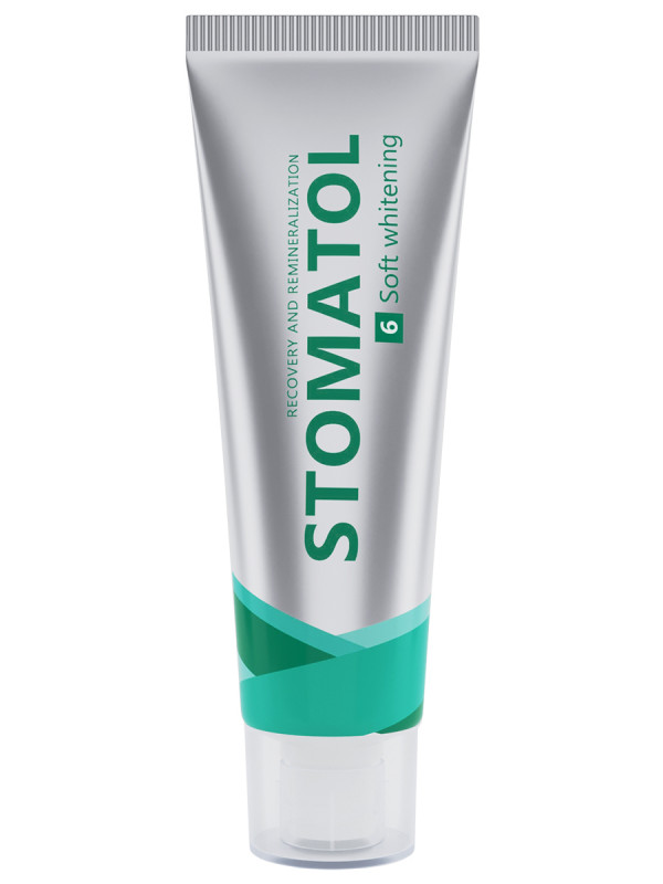 Зубная паста для мягкого отбеливания и увлажнения слизистой 6 Soft Whitening 30г от Stomatol + 1