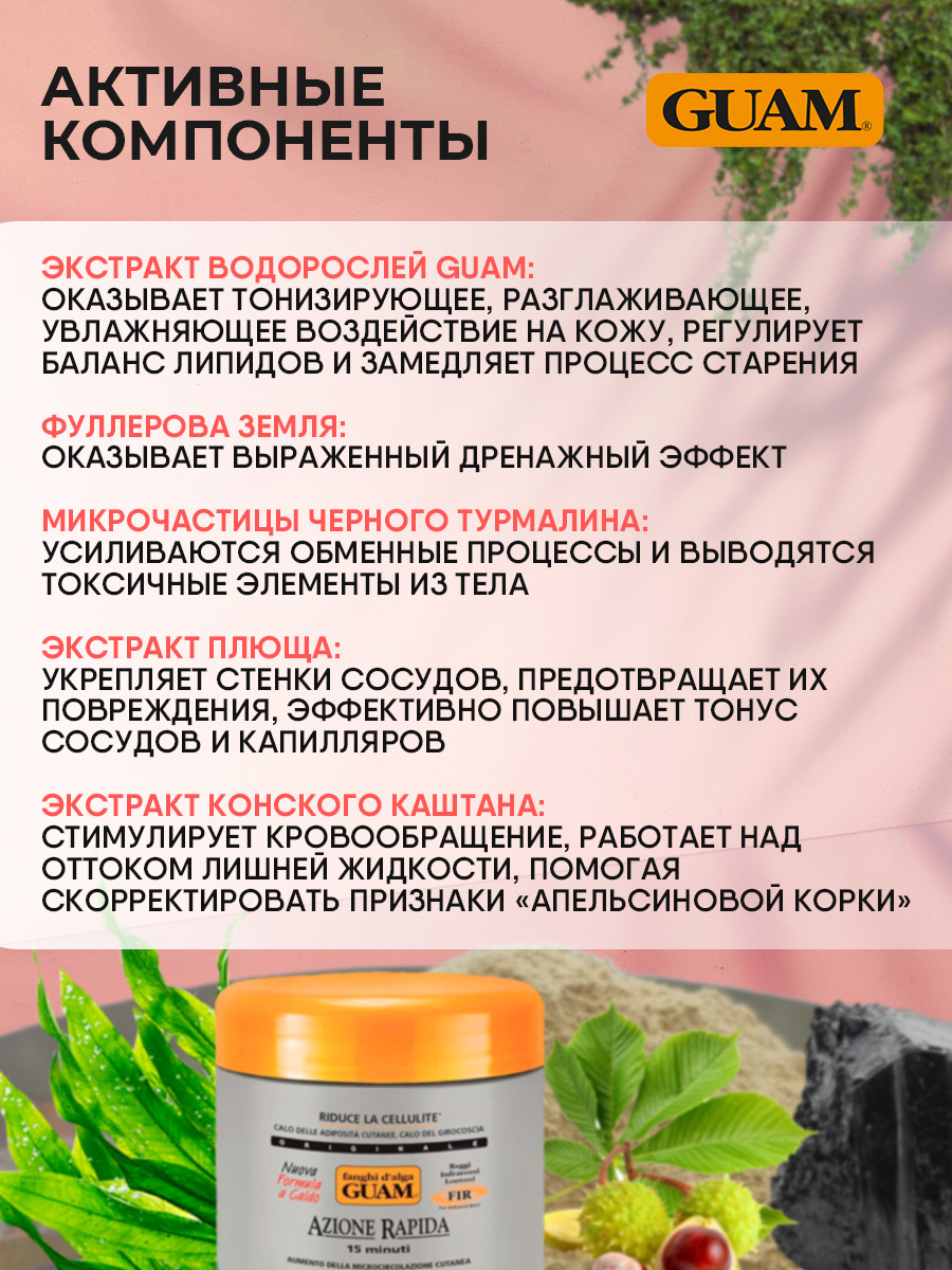 Fir Маска антицеллюлитная активная с микрокристаллами Турмалина 500г от Guam + 4