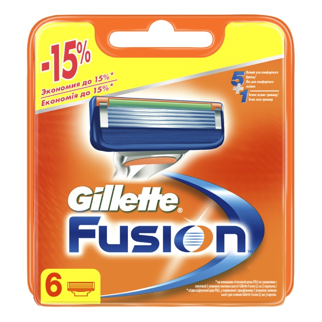 Сменные кассеты Fusion 6шт  от Gillette + 1
