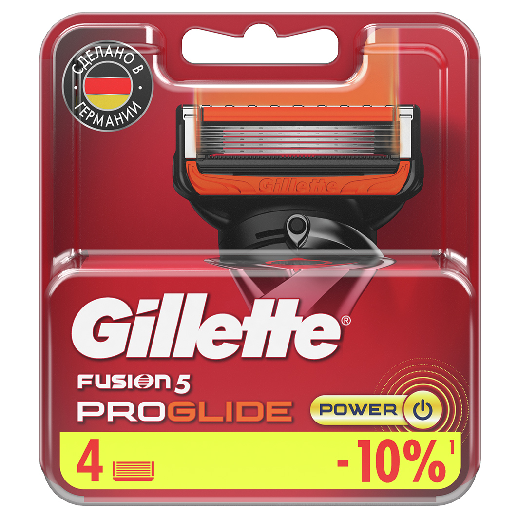 Сменные кассеты Fusion Proglide Power 4шт от Gillette + 2