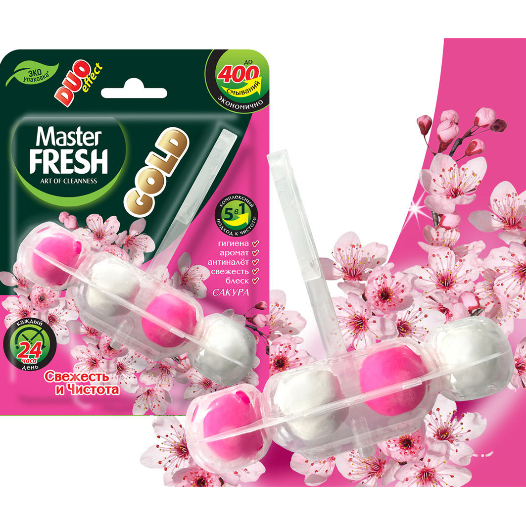 Подвесной блок для унитаза Gold 5в1 Сакура 1шт от Master Fresh + 2