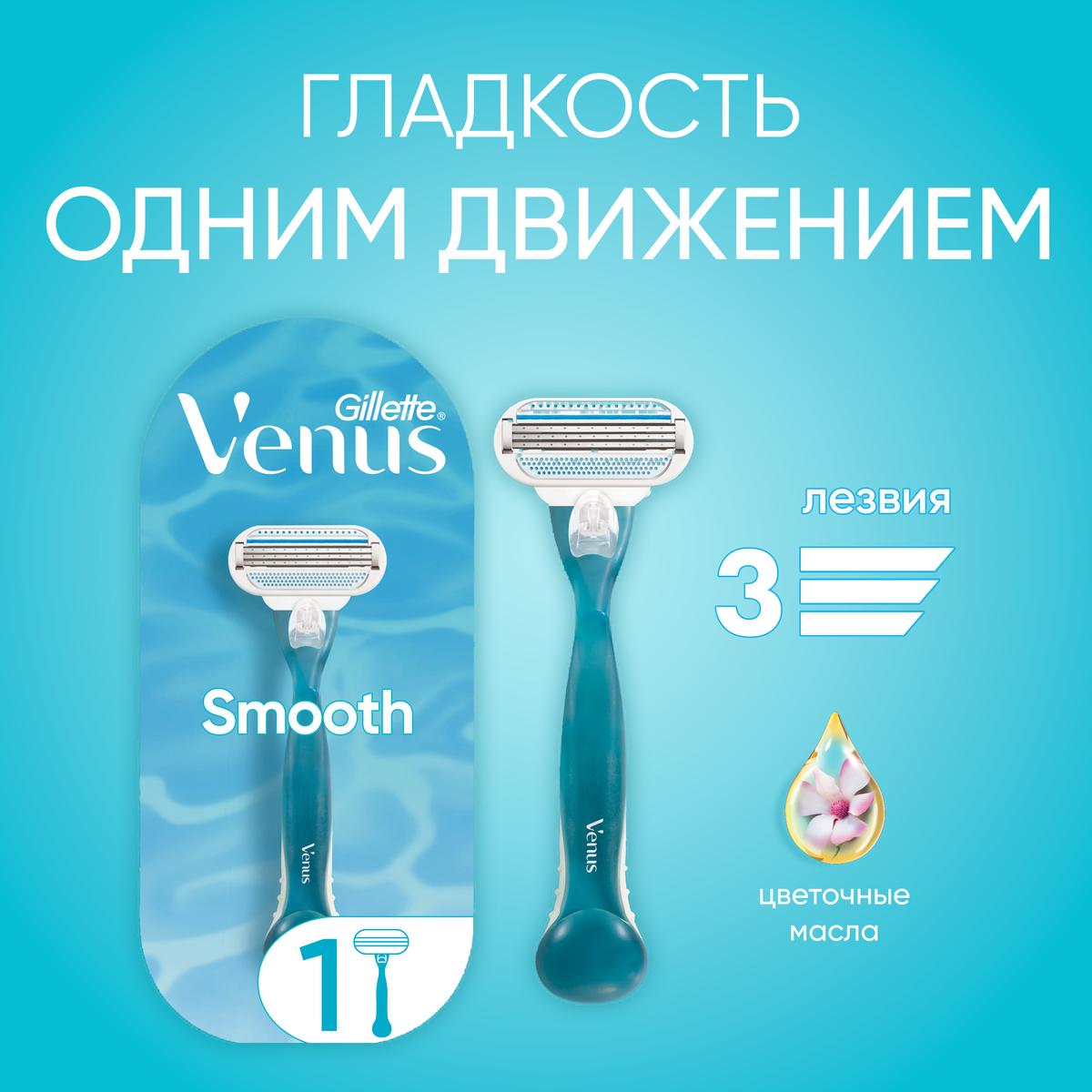 Станок для бритья Venus Smooth + 1 сменная кассета от Gillette + 6