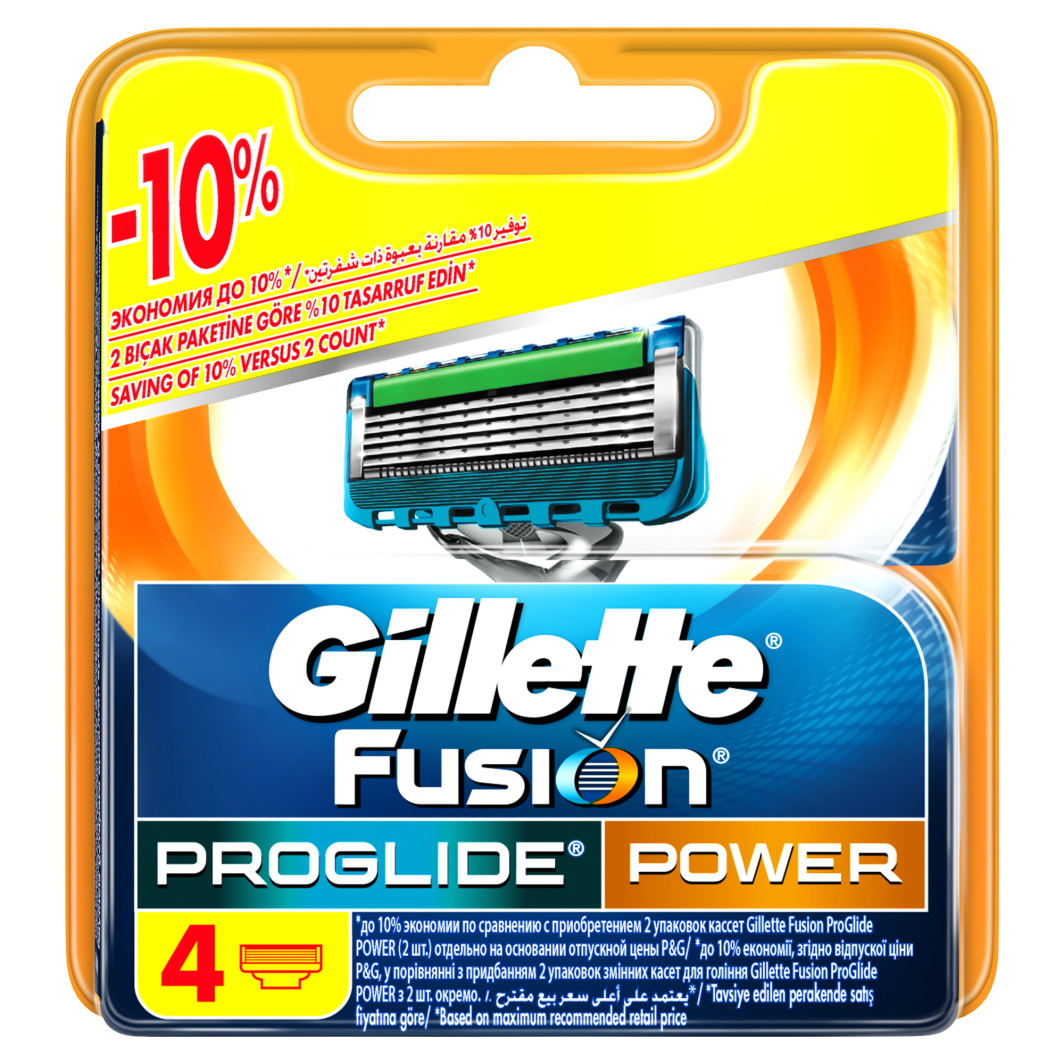 Сменные кассеты Fusion Proglide Power 4шт от Gillette + 3