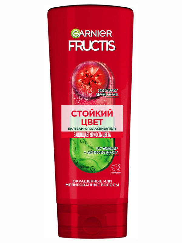 Fructis Бальзам для волос Стойкий цвет экстрактом ягод асаи 387мл от Garnier + 1