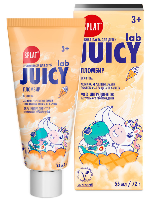 Juicy Lab Зубная паста без фтора Пломбир 55мл от Splat + 1