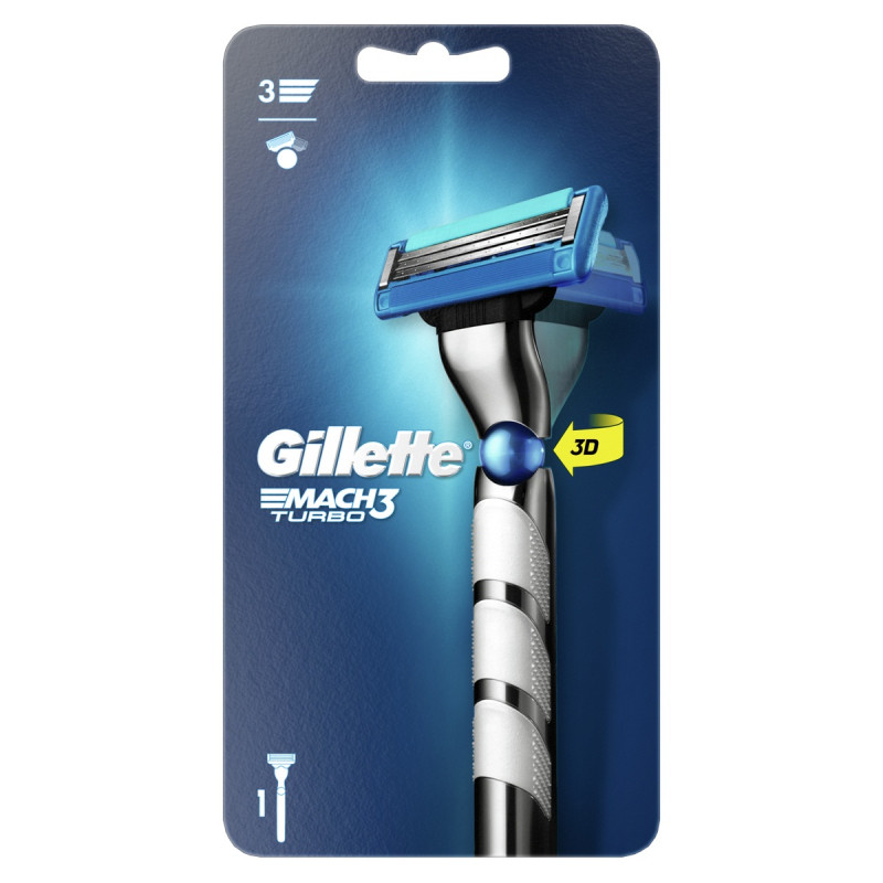 Станок для бритья Mach3 Turbo + 1 кассета от Gillette + 1