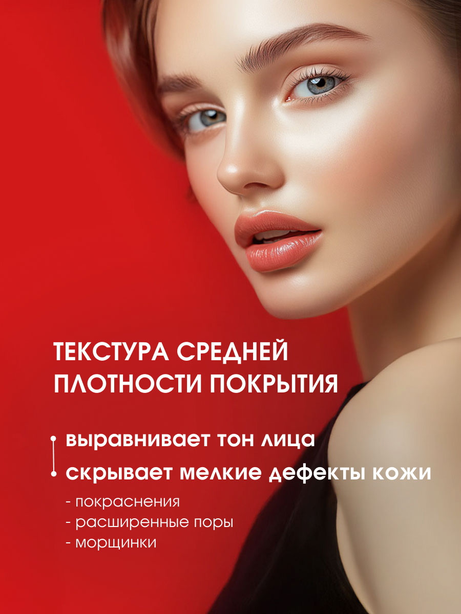 Матирующий Тональный крем, тон 01 фарфоровый от LuxVisage + 5