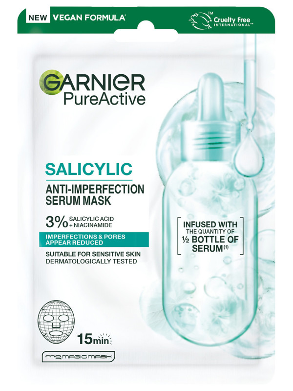 Тканевая маска против несовершенств Salicylic 23г 1шт от Garnier + 1