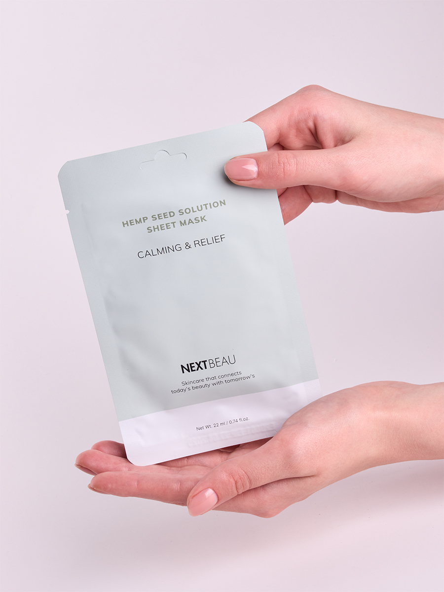 Успокаивающая Тканевая маска с маслом семян конопли 22мл от Nextbeau + 4