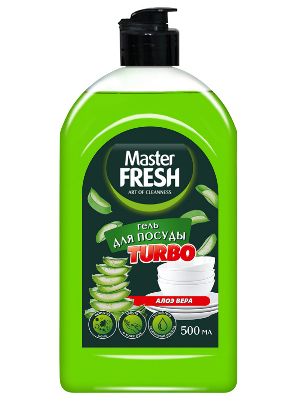 Turbo Гель для мытья посуды Алоэ 500мл от Master Fresh + 1