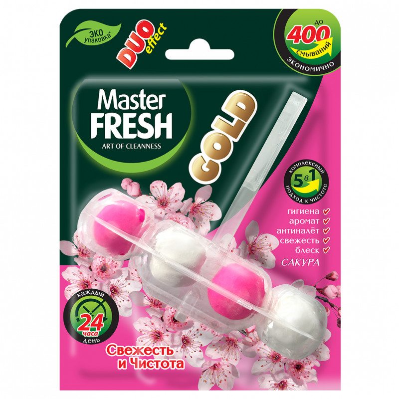 Подвесной блок для унитаза Gold 5в1 Сакура 1шт от Master Fresh + 1