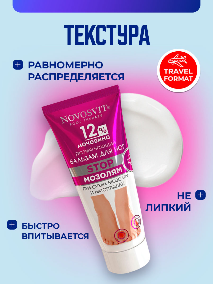 Размягчающий бальзам для ног 12% мочевина 75мл от Novosvit + 4