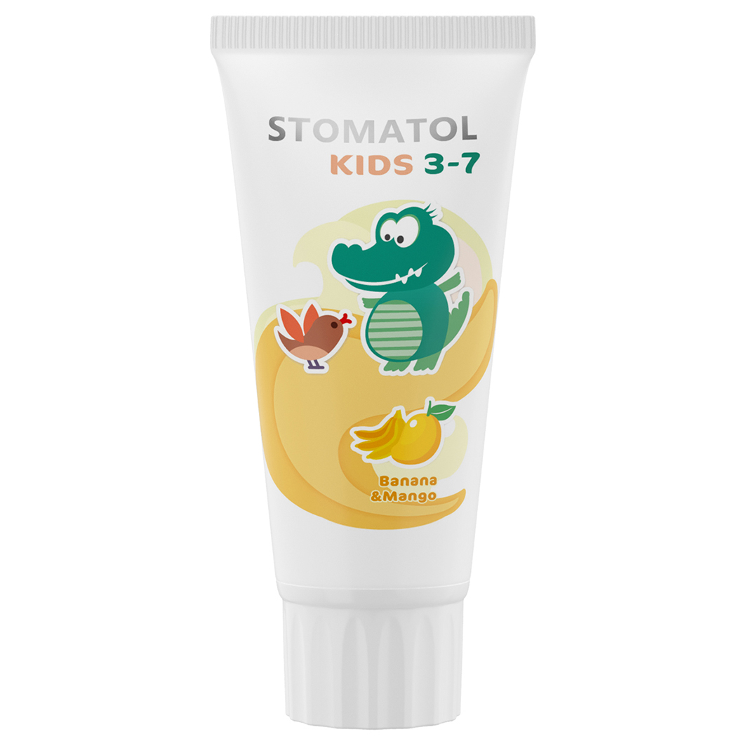Зубная паста детская 3-7 лет Banana & Mango 50г от Stomatol + 3