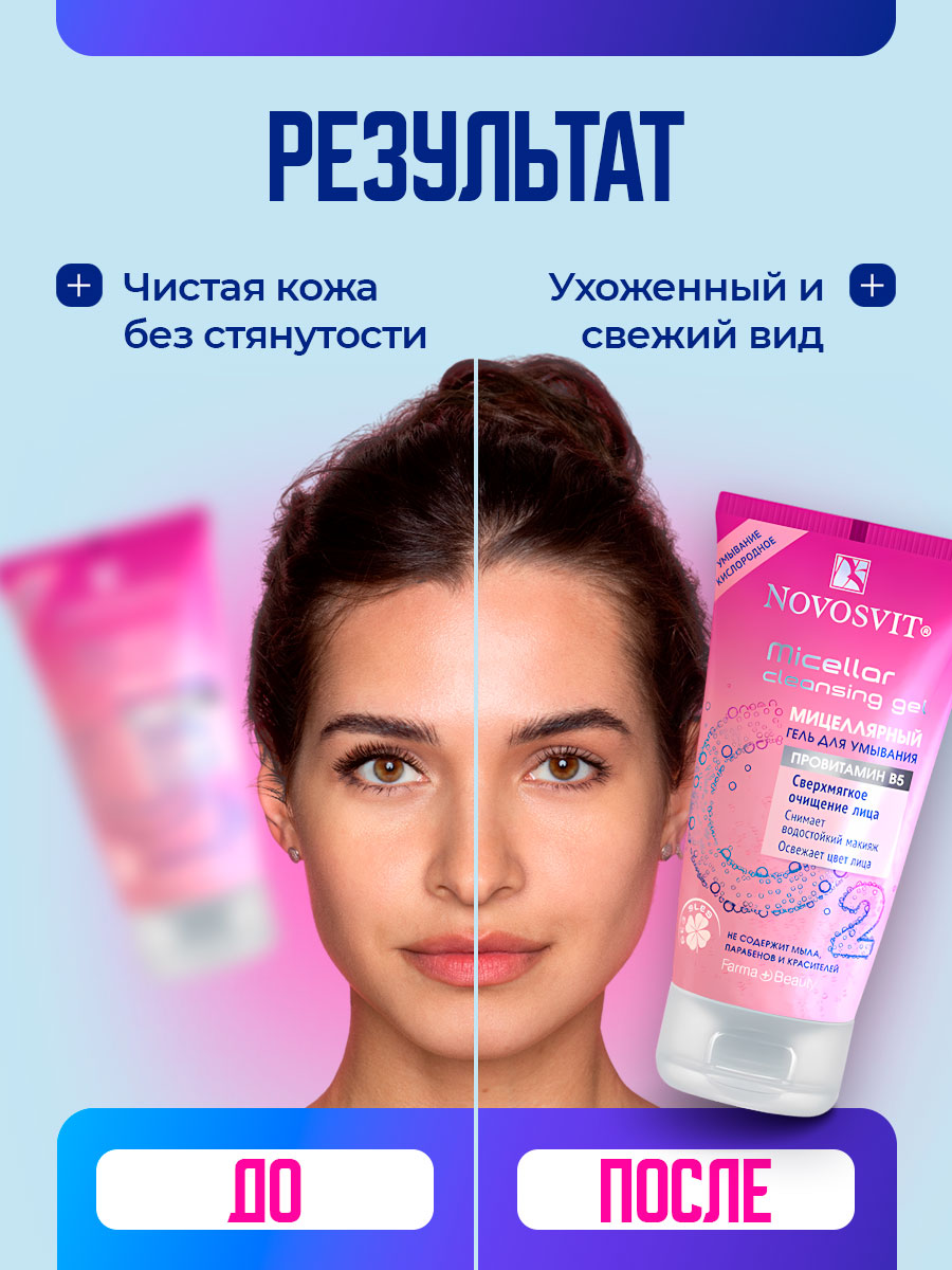 Мицеллярный Гель для умывания 150мл от Novosvit + 10