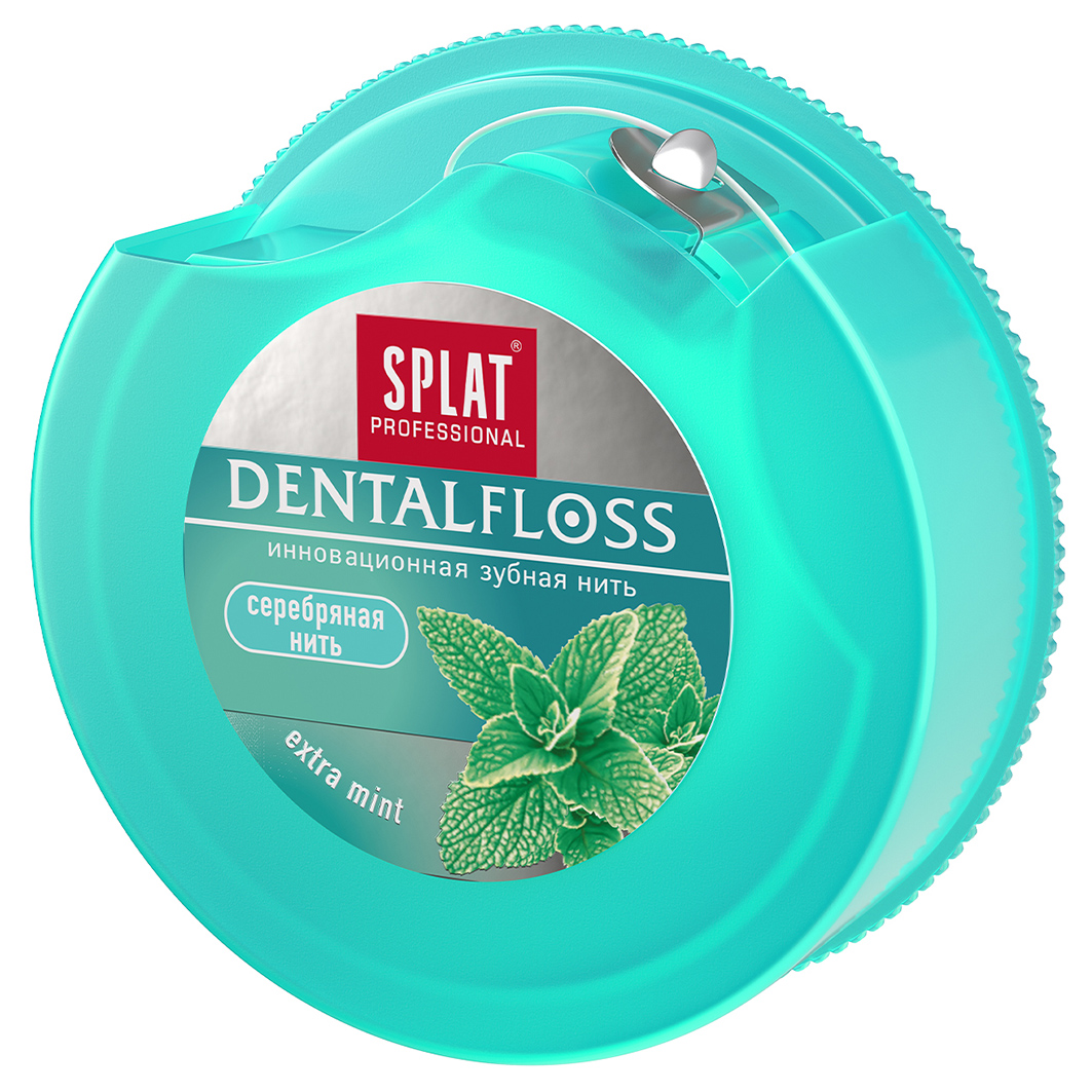 Professional DentalFloss Зубная нить Мятная с волокнами серебра 30м  от Splat + 2