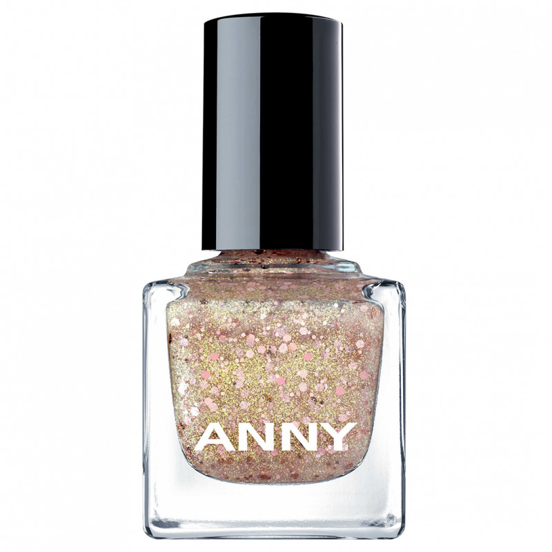 Лак для ногтей, тон 456 и розово-золотистые блестки от Anny + 1