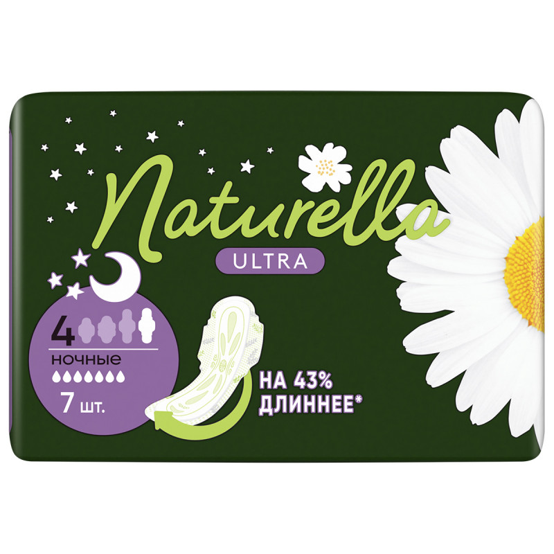 Прокладки гигиенические Camomile Ultra Night 7шт от Naturella + 1