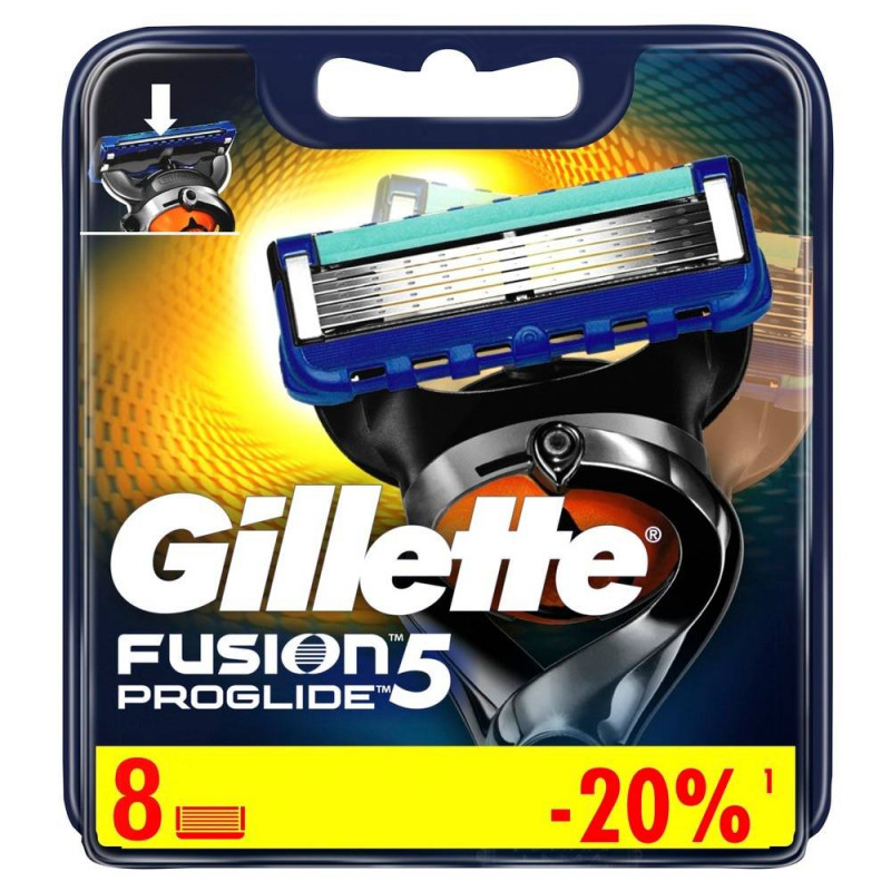 Сменные кассеты Fusion Proglide 8шт от Gillette + 1