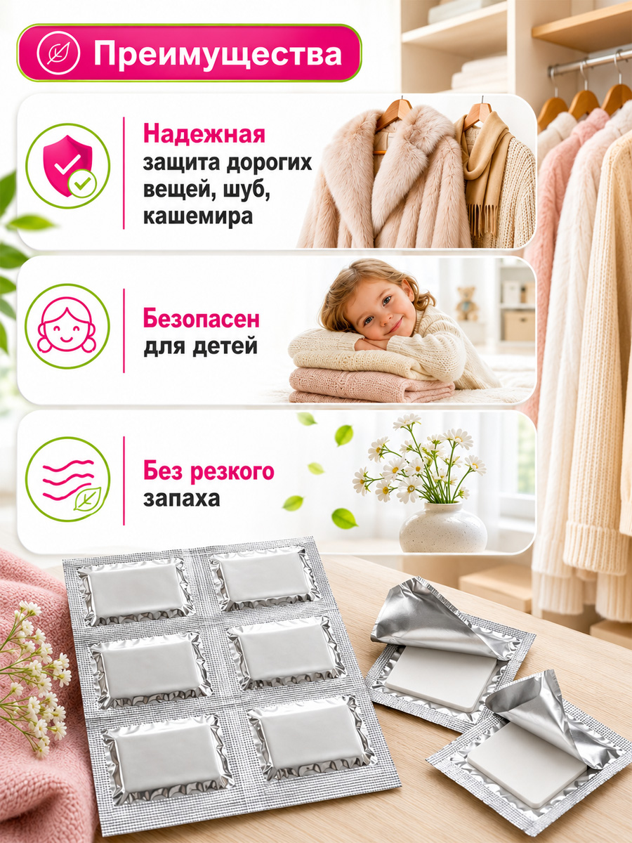 Антимоль пластины Лаванда 8шт  от Домовой Прошка + 2