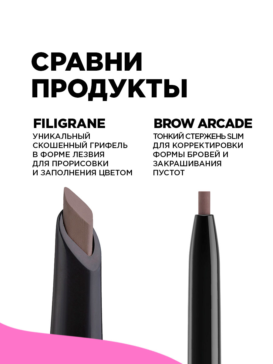 Карандаш для бровей автоматический Filigrane, тон 02 коричневый от Vivienne Sabo + 17