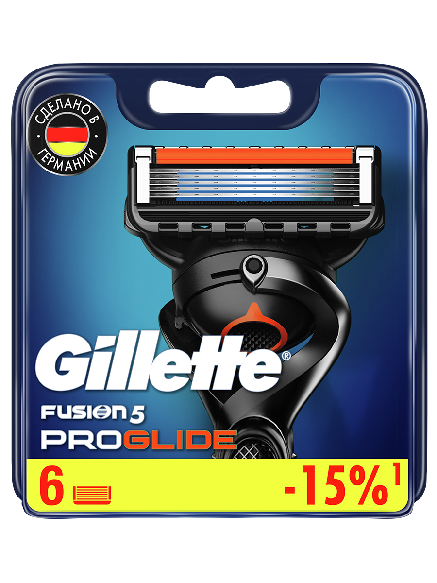Сменные кассеты Fusion Proglide 6шт от Gillette + 2