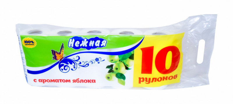 Туалетная бумага белая Яблоко 10шт от Нежная + 1