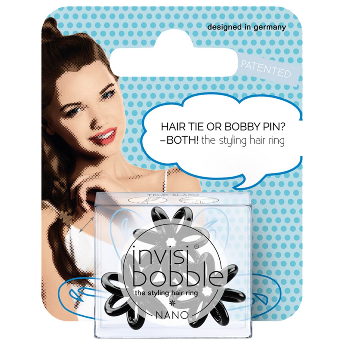 Резинка для волос Nano True Black 3шт с подвесом от Invisibobble  + 4