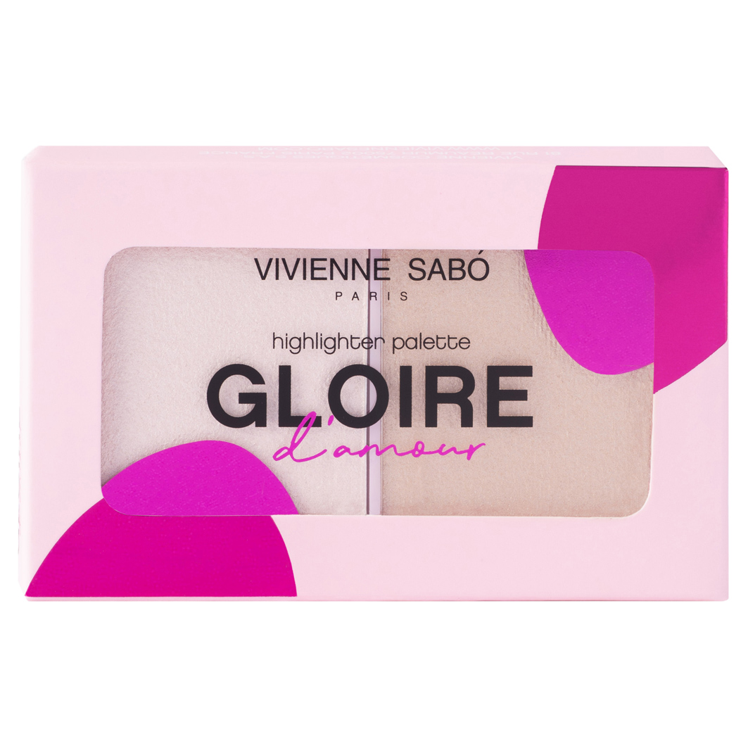 Палетка хайлайтеров Gloire D'amour, тон 01 светло-розовый от Vivienne Sabo + 14