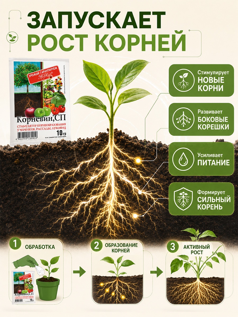 Корневин 10г порошок от МосАгро + 4