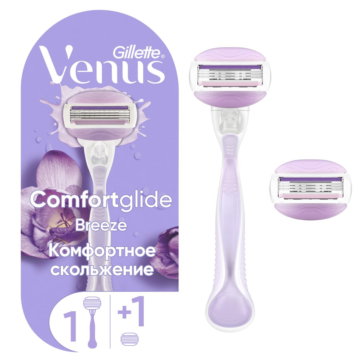 Станок для бритья Venus Breeze + 2 сменных кассеты от Gillette + 6