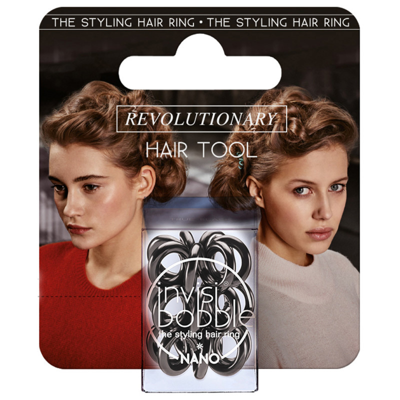 Резинка для волос Nano True Black 3шт с подвесом от Invisibobble  + 1