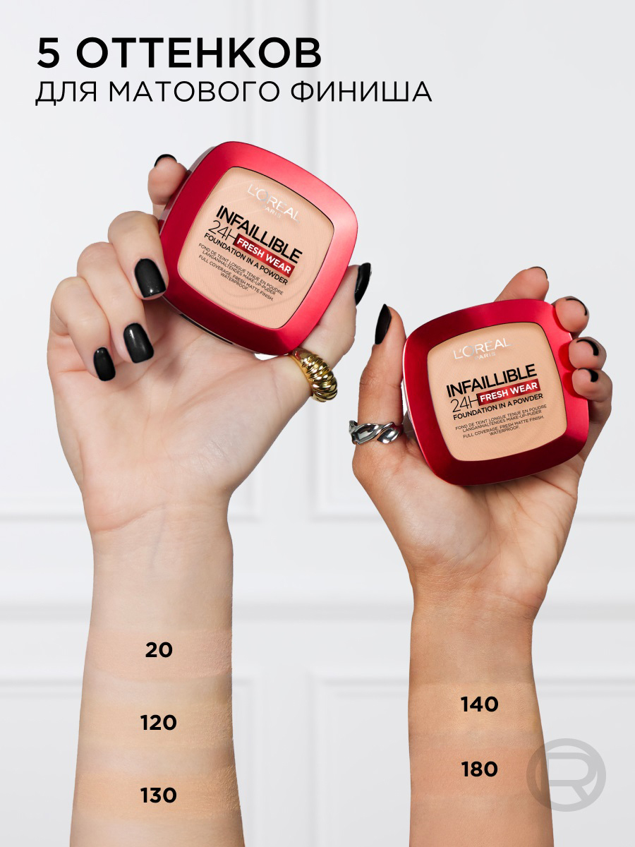 Infaillible Пудра для лица Fresh Wear 24ч, тон 120 vanilla от L'Oreal Paris + 3