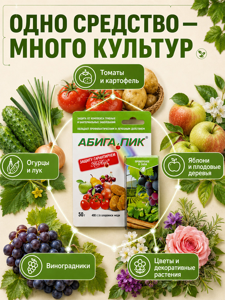Абига-Пик 50г флакон от МосАгро + 5