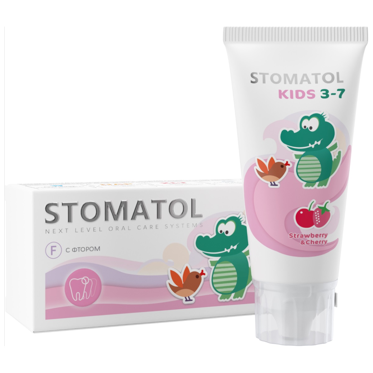 Зубная паста детская 3-7 лет Strawberry & Cherry 50г от Stomatol + 2