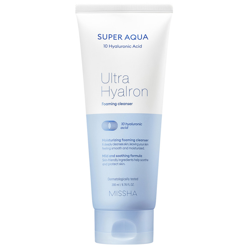 Пенка для умывания и снятия макияжа Super Aqua Ultra Hyalron 200мл от Missha + 1