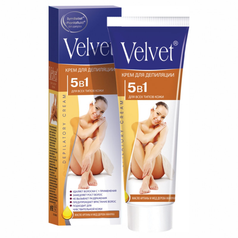 Крем для депиляции 5в1 для всех типов кожи 100мл от Velvet + 1