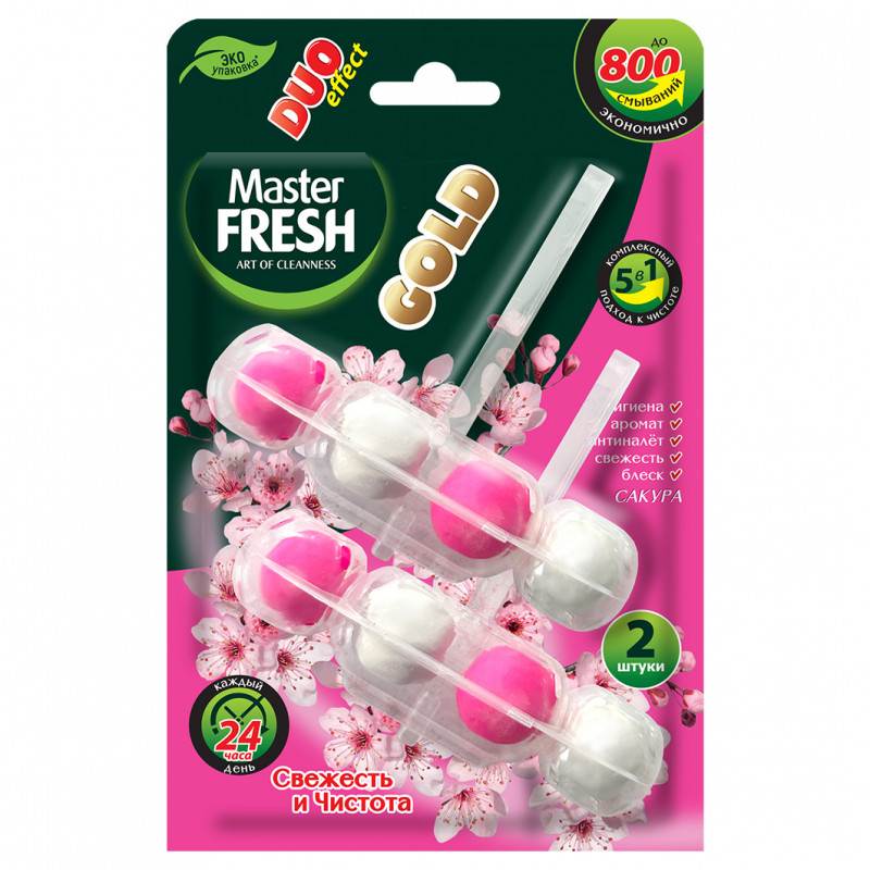 Подвесной блок для унитаза Gold 5в1 Сакура 2шт от Master Fresh + 1