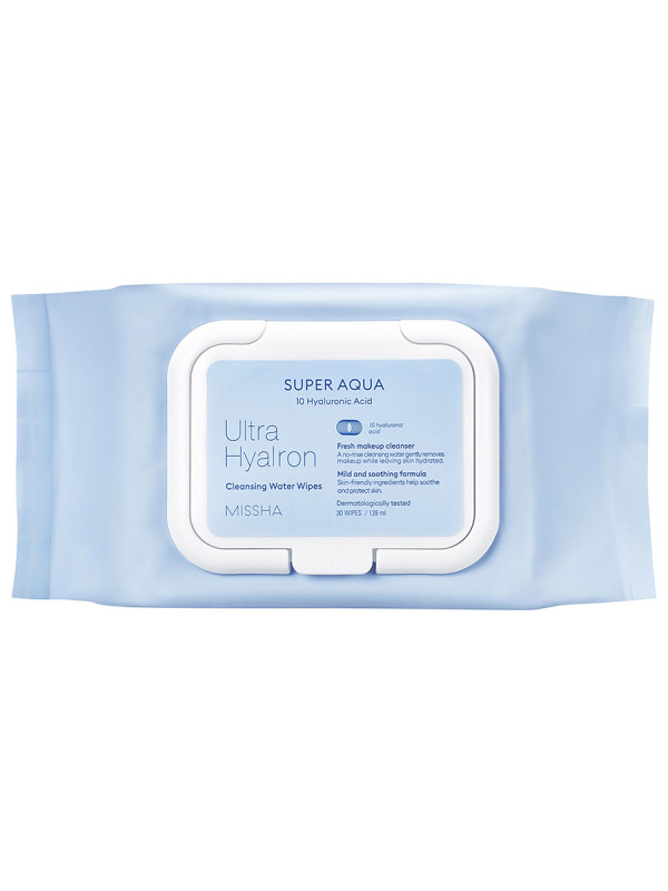 Салфетки для умывания и снятия макияжа Super Aqua Ultra Hyalron 30шт от Missha + 1