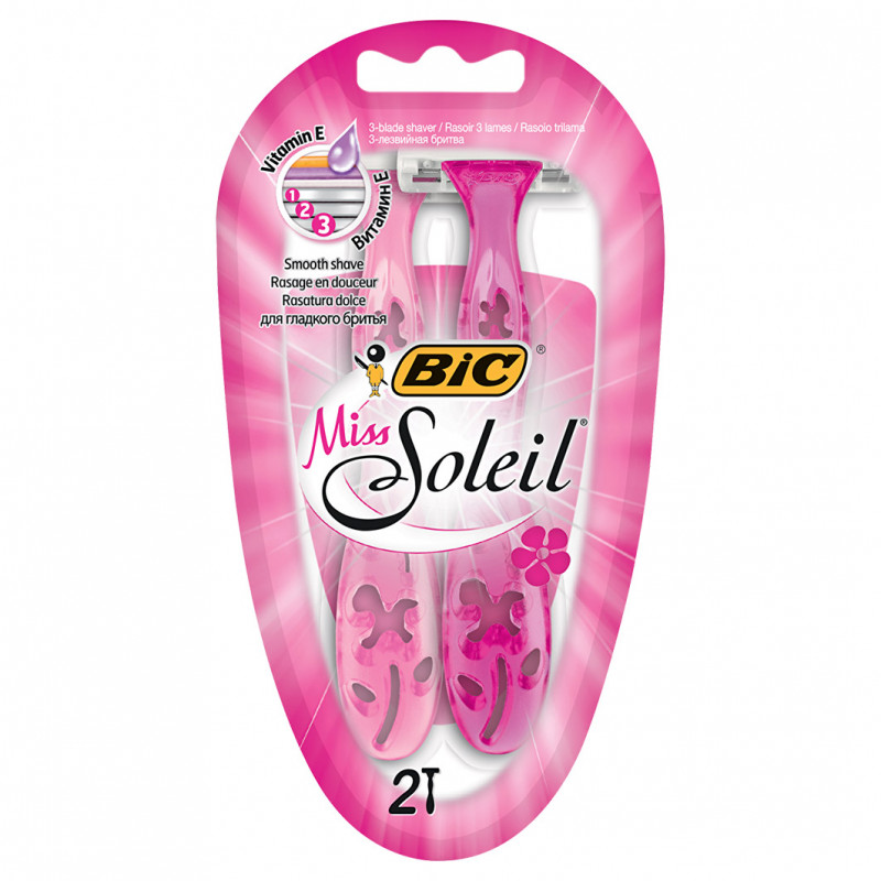 Станки для бритья Miss Soleil Pink одноразовые 2шт от Bic + 1